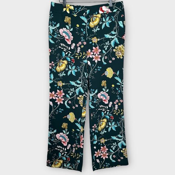 NWT LOFT green floral moody botanical trousers dress pants Size 6 office career - Picture 2 of 6